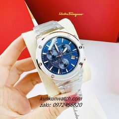 Đồng Hồ Nam Salvatore Ferragamo F80 Classic Chronograph Bạc Mặt Xanh 44mm