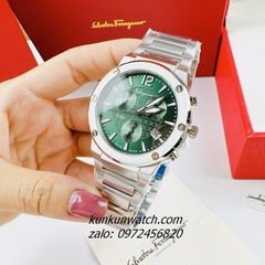 Đồng Hồ Nam Salvatore Ferragamo F80 Classic Chronograph Bạc Mặt Xanh Lá 44mm