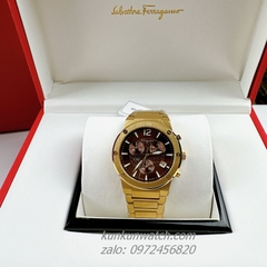 Đồng Hồ Nam Salvatore Ferragamo F80 Classic Chronograph Vàng Mặt Nâu 44mm