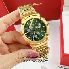 Đồng Hồ Nam Salvatore Ferragamo F80 Classic Chronograph Vàng Mặt Xanh Lá 44mm
