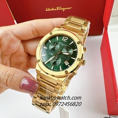 Đồng Hồ Nam Salvatore Ferragamo F80 Classic Chronograph Vàng Mặt Xanh Lá 44mm