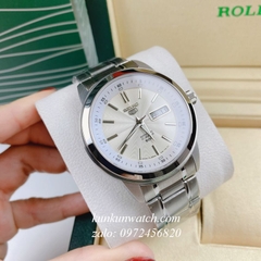 Đồng Hồ Nam Seiko 5 Automatic 2 Lịch Bạc Mặt Trắng 42mm