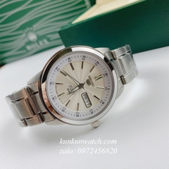 Đồng Hồ Nam Seiko 5 Automatic 2 Lịch Bạc Mặt Trắng 42mm