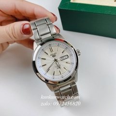 Đồng Hồ Nam Seiko 5 Automatic 2 Lịch Bạc Mặt Trắng 42mm