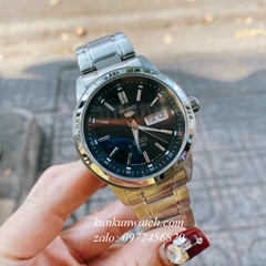 Đồng Hồ Nam Seiko 5 Automatic 2 Lịch Bạc Mặt Đen 42mm