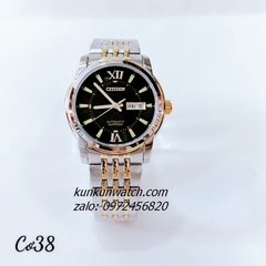 Đồng Hồ Nam Citizen Automatic 2 Lịch Điểm Số La Mã 2 Mốc Giờ Demi Mặt Đen 38mm 1