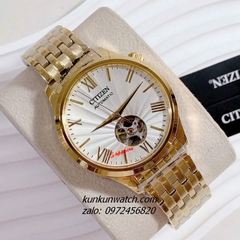 Đồng Hồ Nam Citizen Skeleton Automatic Gold Mặt Trắng 40mm