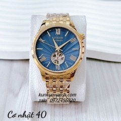 Đồng Hồ Nam Citizen Skeleton Automatic Gold Mặt Xanh Lam 40mm 1