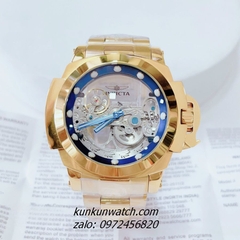 Đồng Hồ Nam Invicta Automatic Lộ Cơ 2 Kim Vàng Mặt Xanh Dương Size 52mm 1