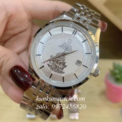 Đồng Hồ Nam Omega Automatic Thuyền Buồm Bạc Mặt Trắng 40mm