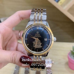 Đồng Hồ Nam Omega Automatic Thuyền Buồm Demi Mặt Đen 40mm