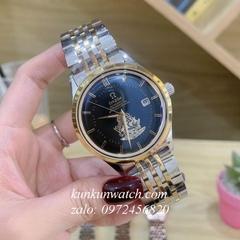 Đồng Hồ Nam Omega Automatic Thuyền Buồm Demi Mặt Đen 40mm
