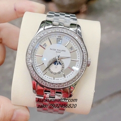 Đồng Hồ Nam Patek Philippe Automatic 04 Lịch Đính Đá Silver 40mm