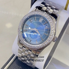 Đồng Hồ Nam Patek Philippe Automatic 04 Lịch Đính Đá Silver Mặt Xanh 40mm