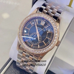 Đồng Hồ Nam Patek Philippe Automatic 04 Lịch Đính Đá Demi Mặt Xanh Rose Gold 40mm