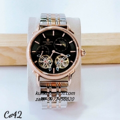 Đồng Hồ Nam Patek Philippe Automatic Lộ Cơ 4 Kim Demi Mặt Đen 42mm 1