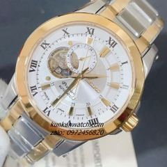 Đồng Hồ Nam Seiko Premier Automatic Mặt Số 24 Giờ 4 Kim Demi Mặt Trắng 42mm