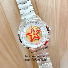 Đồng Hồ Nam Olym Pianus 3806G Họa Tiết Ngôi Sao, Nền Lộ Cơ, Đính Đá Silver 41mm 1