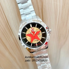 Đồng Hồ Nam Olym Pianus 3806G Họa Tiết Ngôi Sao, Nền Lộ Cơ, Đính Đá Silver Mặt Đen 41mm 1