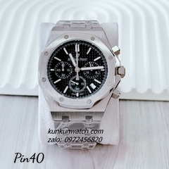 Đồng Hồ Nam Audemars Piguet Royal Oak Chronograph 6 Kim Quartz Mặt Đen Silver 41mm 1