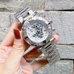 Đồng Hồ Nam Invicta Chronograph Lộ Máy Niềng Số Vỏ Silver Mặt 46mm