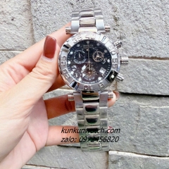 Đồng Hồ Nam Invicta Chronograph Lộ Máy Niềng Số Vỏ Silver Mặt Đen 46mm 1