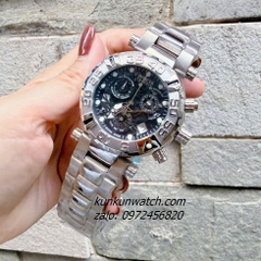 Đồng Hồ Nam Invicta Chronograph Lộ Máy Niềng Số Vỏ Silver Mặt Đen 46mm