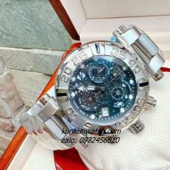 Đồng Hồ Nam Invicta Chronograph Lộ Máy Niềng Số Vỏ Silver Mặt Đen 46mm