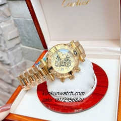 Đồng Hồ Nam Invicta Chronograph Lộ Máy Niềng Số Full Gold Mặt 46mm