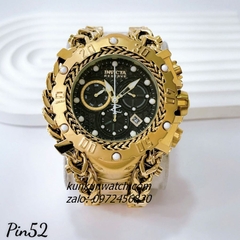 Đồng Hồ Nam Invicta Chronograph Niềng Số Dạ Quang Gold Mặt Đen 52mm 1