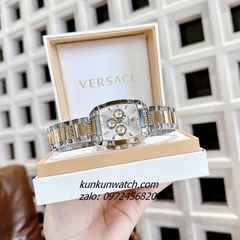 Đồng Hồ Nam Versace Dominus Chronograph 6 Kim Demi Gold Mặt Trắng Vuông 42 x 49.5mm
