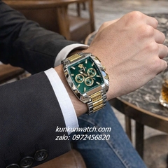 Đồng Hồ Nam Versace Dominus Chronograph 6 Kim Green Demi Gold Mặt Vuông 42 x 49.5mm