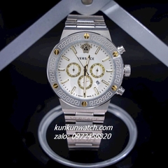 Đồng Hồ Nam Versace Greca Logo Chronograph Đinh Ốc Vàng 6 Kim Silver 43mm 1