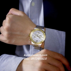 Đồng Hồ Nam Versace Greca Logo Chronograph 6 Kim Viền Gold, Demi Mặt Trắng 43mm