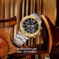 Đồng Hồ Nam Versace Greca Logo Chronograph 6 Kim Viền Gold, Demi Mặt Đen 43mm