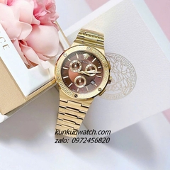 Đồng Hồ Nam Versace Greca Logo Chronograph 6 Kim Gold Mặt Nâu 43mm
