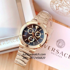 Đồng Hồ Nam Versace Greca Logo Chronograph 6 Kim Gold Mặt Nâu 43mm 4