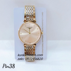 Đồng Hồ Nam Longines Quartz Mặt Đính Đá Demi 38mm