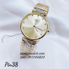 Đồng Hồ Nam Longines Quartz Mặt Đính Đá Demi 38mm