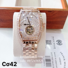 Đồng Hồ Nam Franck Muller Automatic Lộ Cơ Đính Full Pha Lê Vàng Hồng 42mm 1