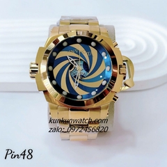 Đồng Hồ Nam Invicta Họa Tiết Vòng Xoáy Chronograph Dạ Quang Gold Mặt Xanh 48mm 1