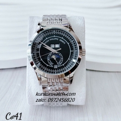 Đồng Hồ Nam Patek Philippe Automatic Đánh Dấu Phút, 4 Lịch Vỏ Silver Mặt Đen 41mm 1