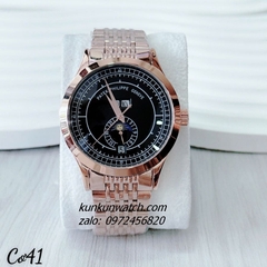Đồng Hồ Nam Patek Philippe Automatic Đánh Dấu Phút, 4 Lịch Vỏ Rose Gold Mặt Đen 41mm 1