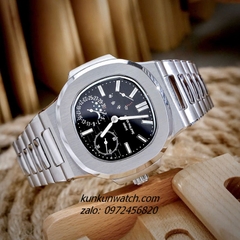 Đồng Hồ Nam Patek Philippe Nautilus Automatic 5 Kim 2 Lịch Silver Mặt Đen 40mm