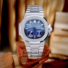 Đồng Hồ Nam Patek Philippe Nautilus Automatic 5 Kim 2 Lịch Silver Mặt Xanh 40mm 1