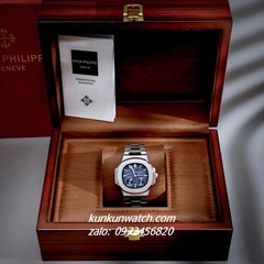 Đồng Hồ Nam Patek Philippe Nautilus Automatic 5 Kim 2 Lịch Silver Mặt Xanh 40mm