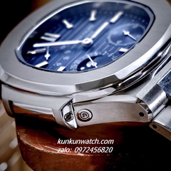 Đồng Hồ Nam Patek Philippe Nautilus Automatic 5 Kim 2 Lịch Silver Mặt Xanh 40mm