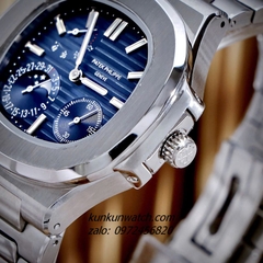 Đồng Hồ Nam Patek Philippe Nautilus Automatic 5 Kim 2 Lịch Silver Mặt Xanh 40mm