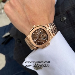 Đồng Hồ Nam Patek Philippe Nautilus Automatic 5 Kim 2 Lịch Rose Gold 40mm
