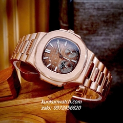 Đồng Hồ Nam Patek Philippe Nautilus Automatic 5 Kim 2 Lịch Rose Gold 40mm